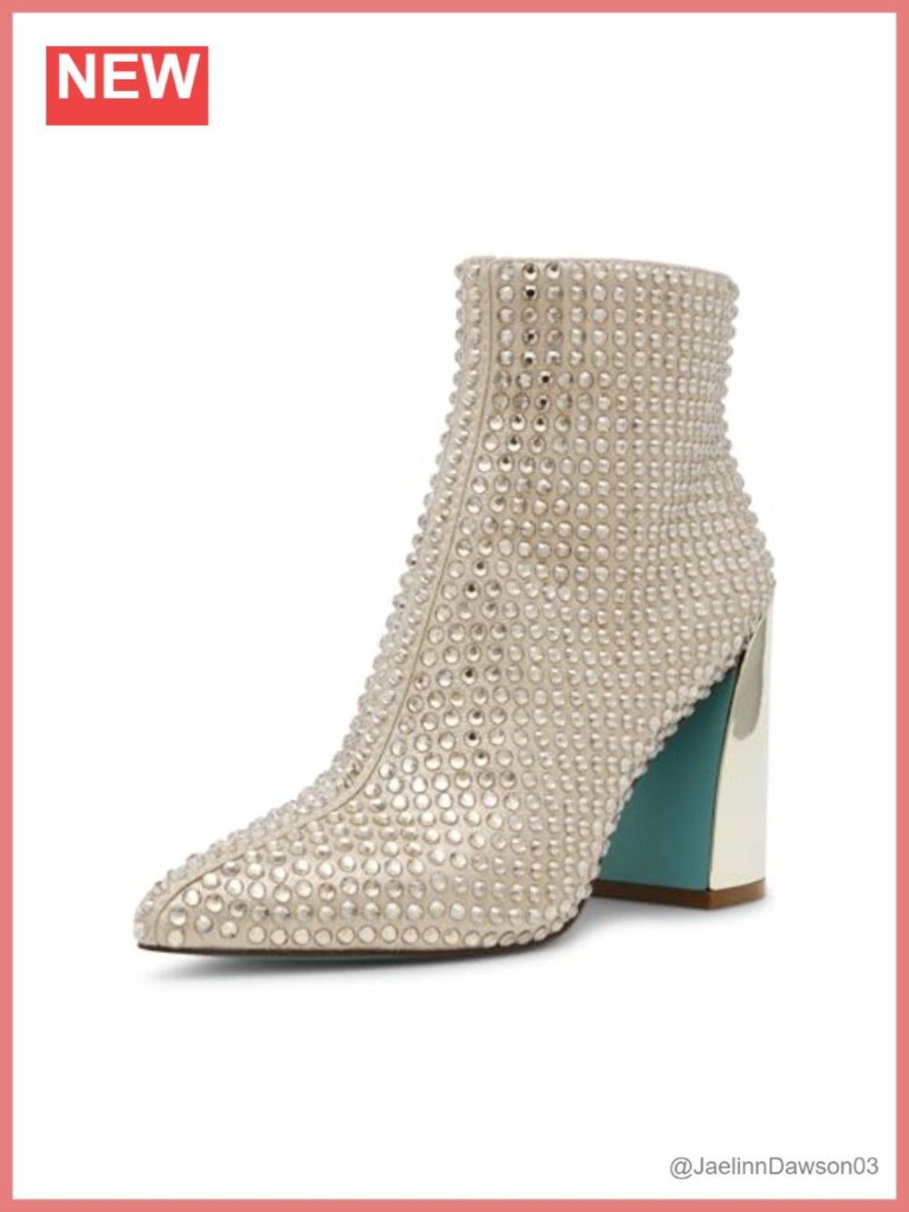 Betsey Johnson Colby Ankle Bootie Rhinestone Zip Closure Block Heel